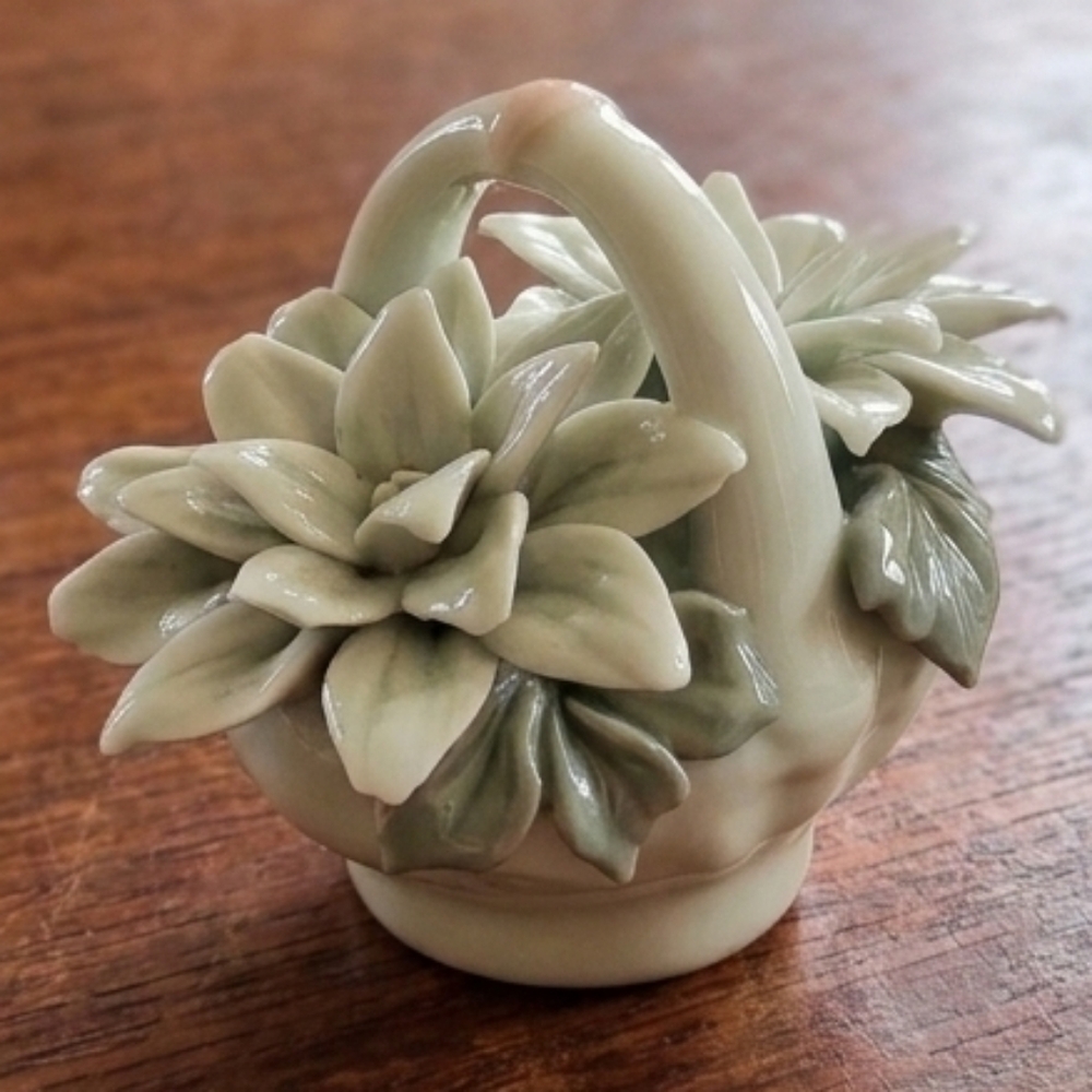 vintage porcelain floral basket figurine Capodimonte style